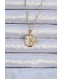 316L Steel Chain Gold Color Zircon Stone Enameled Angel Necklace