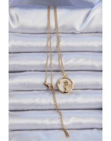 316L Steel Chain Gold Color Zircon Stone Enameled Angel Necklace