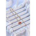 316L Steel Chain Gold Color Red Skirt Ballerina Necklace with Zircon Stone