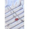316L Steel Chain Silver Color Red Skirt Ballerina Necklace with Zircon Stone