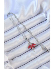 316L Steel Chain Silver Color Red Skirt Zircon Stone Ballerina Necklace
