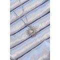 316L Steel Chain Silver Color Zircon Stone Shining Sun Necklace