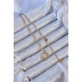 316L Steel Chain Gold Color Zircon Stone Ataturk Necklace with Crescent and Star Symbol