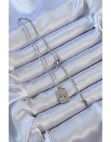 316L Steel Chain Silver Color Zircon Stone Pole Star Vintage Necklace