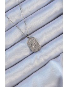316L Steel Chain Silver Color Zircon Stone Pole Star Vintage Necklace