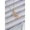 316L Steel Chain Gold Color Embroidered Zircon Stone Moon Necklace