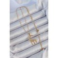 316L Steel Chain Gold Color Embroidered Zircon Stone Moon Necklace
