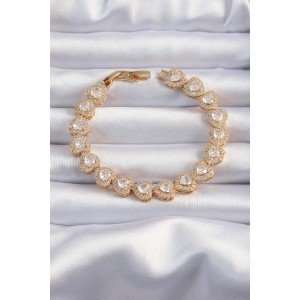 Brass Vip Series Gold Color Zircon Stone Heart Model Bracelet