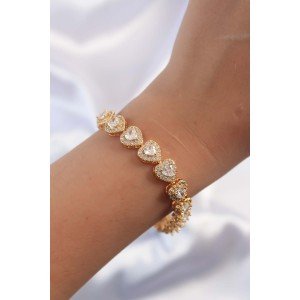 Brass Vip Series Gold Color Zircon Stone Heart Model Bracelet