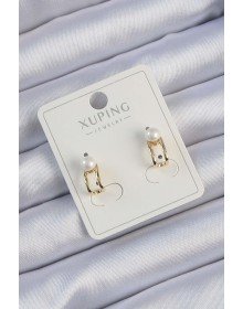 Xuping Gold Color Pearl Stone Hoop Earring