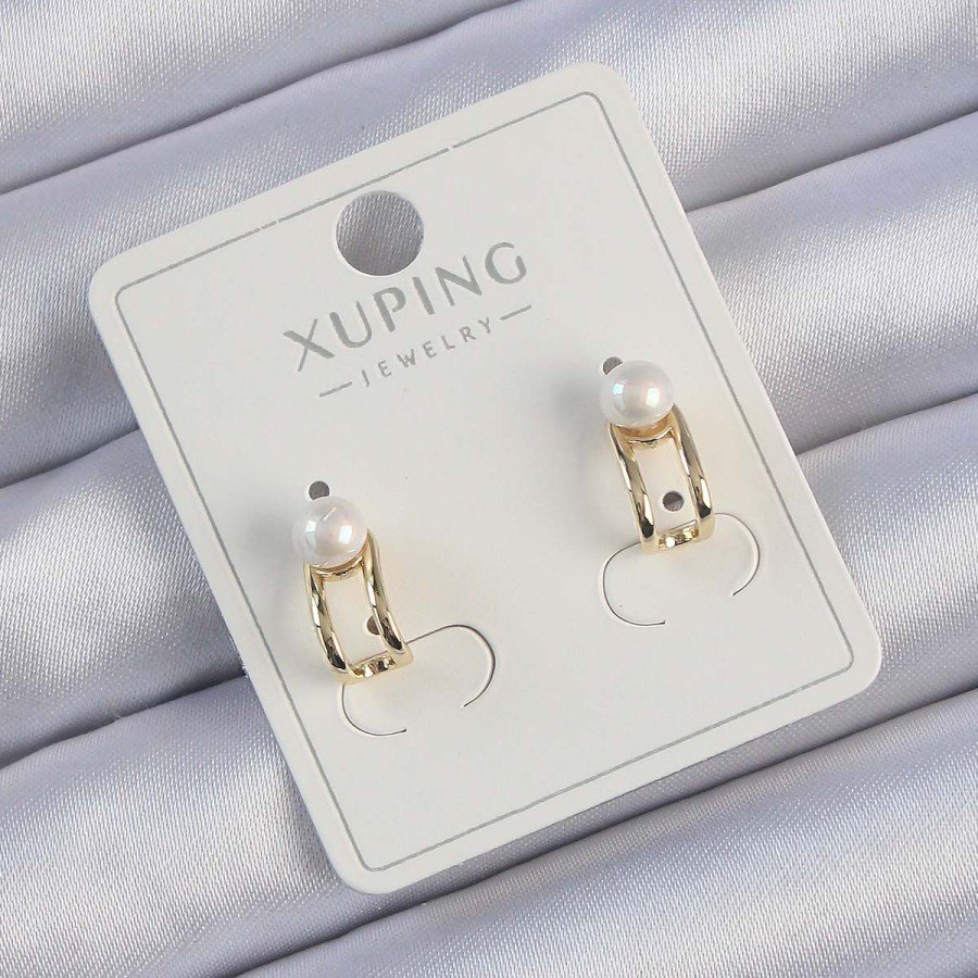 Xuping Gold Color Pearl Stone Hoop Earring