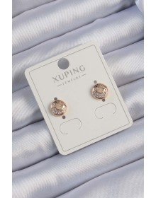 Xuping Rose Color Zircon Stone Reflective Oval Earrings