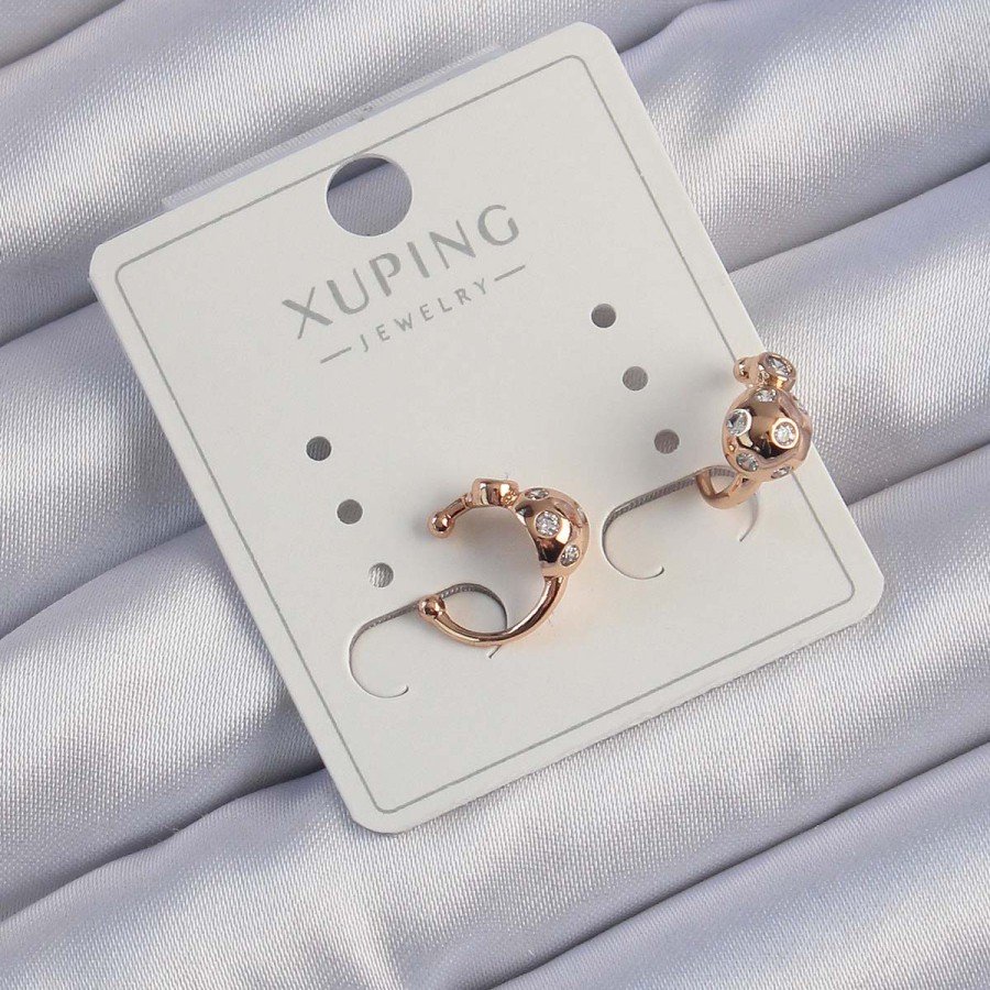 Xuping Rose Color Zircon Stone Domed Heel Earcuff Earring