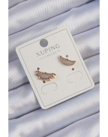 Xuping Rose Color Zircon Stone Moon and Sun Design Earrings