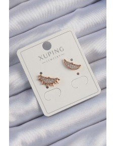 Xuping Rose Color Zircon Stone Moon and Sun Design Earrings