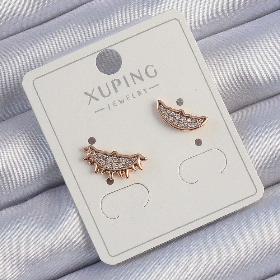 Xuping Rose Color Zircon Stone Moon and Sun Design Earrings