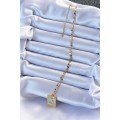 316L Steel Chain Gold Color Blue Enamel Tarot Necklace
