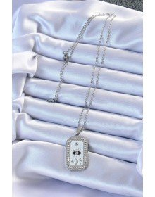 316L Steel Chain Silver Color Enameled Zircon Stone Eye Figure Tarot Necklace