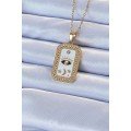 316L Steel Chain Gold Color Enameled Zircon Stone Eye Figure Tarot Necklace