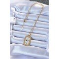 316L Steel Chain Gold Color Enameled Zircon Stone Eye Figure Tarot Necklace