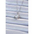 316L Steel Chain Silver Color Zircon Stone Planet Looking Heart Necklace