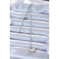 316L Steel Chain Silver Color Zircon Stone Planet Looking Heart Necklace