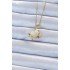 316L Steel Chain Gold Color Zircon Stone Planet Looking Heart Necklace