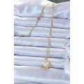 316L Steel Chain Gold Color Zircon Stone Planet Looking Heart Necklace