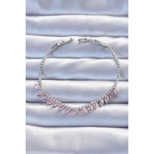 Brass Vip Series Silver Color Pink Zircon Stone Bracelet
