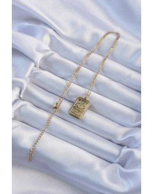 316L Steel Chain Antiqued Gold Color Tarot Necklace with Moon Figure