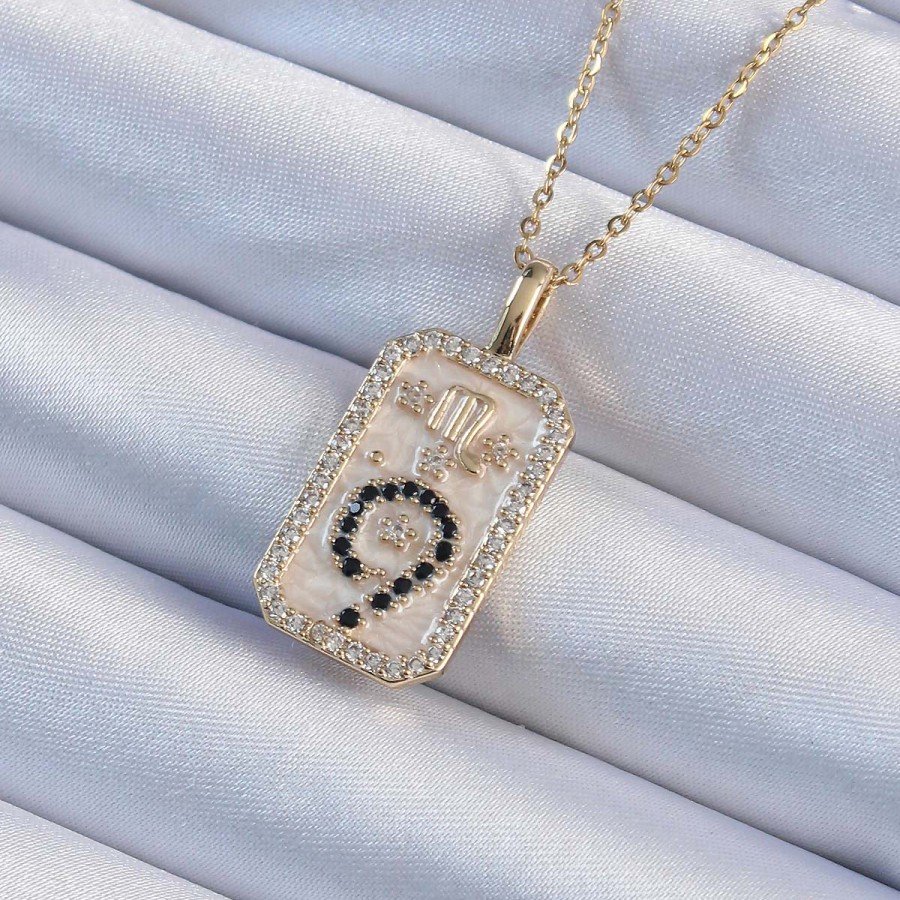 316L Steel Chain Gold Color Zircon Stone Minimal Daisy Figured Tarot Necklace
