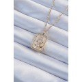 316L Steel Chain Gold Color Zircon Stone Tarot Necklace with Lion Figure