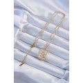 316L Steel Chain Gold Color Zircon Stone Tarot Necklace with Lion Figure