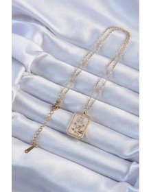 316L Steel Chain Gold Color Zircon Stone Tarot Necklace with Lion Figure