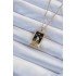 316L Steel Chain Tarot Necklace with Gold Color Zircon Stone and Black Enamel Girl Figure