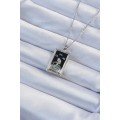 316L Steel Chain Silver Color Zircon Stone Black Enamel Tarot Necklace with Girl Figure