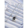 316L Steel Chain Silver Color Zircon Stone Black Enamel Tarot Necklace with Girl Figure