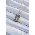 316L Steel Chain Gold Color Enameled Tarot Necklace with Crown and Girl Figure