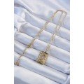 316L Steel Chain Aged Gold Color Pink Enamel Heart Figured Tarot Necklace