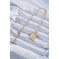 316L Steel Chain Gold Color Zircon Stone Framed Tarot Necklace