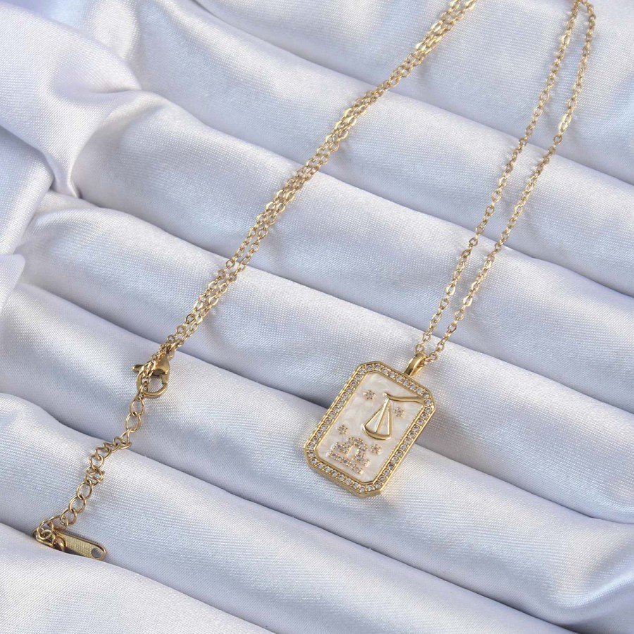 316L Steel Chain Gold Color Zircon Stone Framed Tarot Necklace