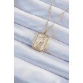 316L Steel Chain Gold Color Zircon Stone Framed Tarot Necklace