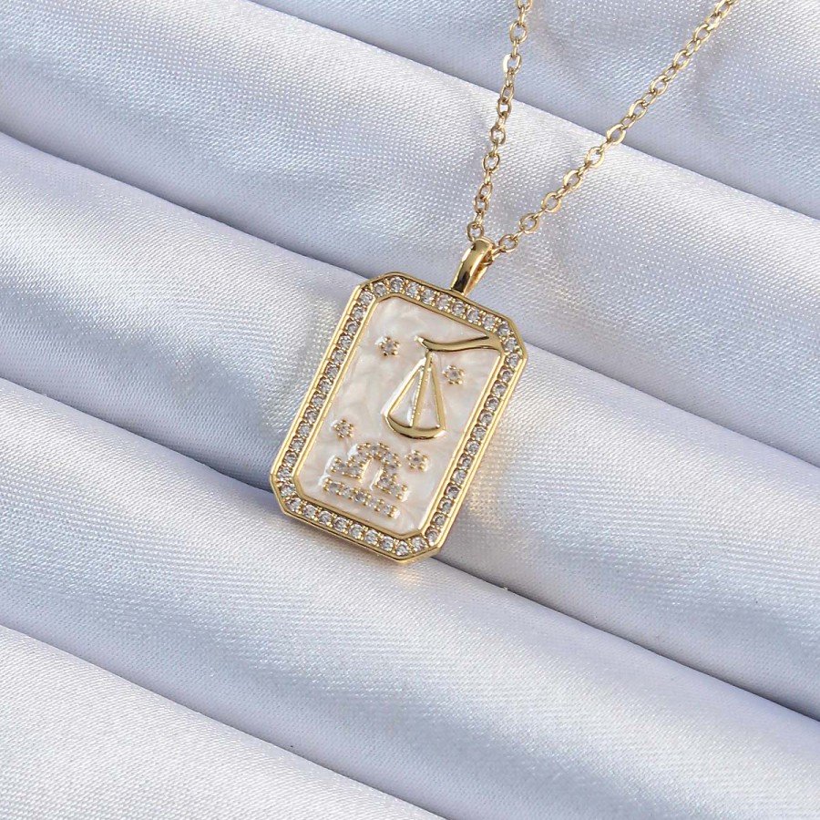 316L Steel Chain Gold Color Zircon Stone Framed Tarot Necklace