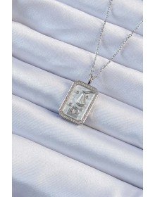 316L Steel Chain Silver Color Zircon Stone Framed Tarot Necklace