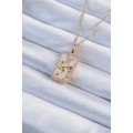 316L Steel Chain Gold Color Zircon Stone Tarot Necklace with Bull Figure