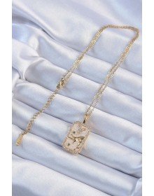 316L Steel Chain Gold Color Zircon Stone Tarot Necklace with Bull Figure