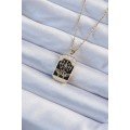316L Steel Chain Gold Color Embroidered Black Enamel Tarot Necklace