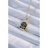 316L Steel Chain Gold Color Embroidered Black Enamel Tarot Necklace