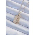 316L Steel Chain Gold Color Zircon Stone Tarot Necklace with Face Figure