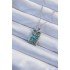 316L Steel Chain Silver Color Zircon Stone Blue Marble Pattern Crown Model Tarot Necklace